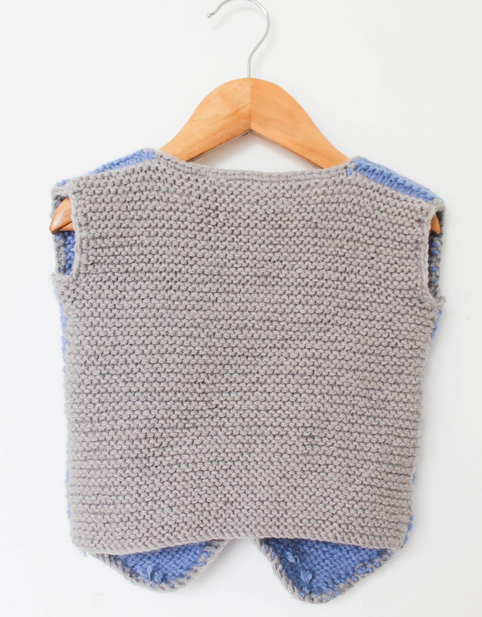 Dual Colour Woolen Vest With Bow