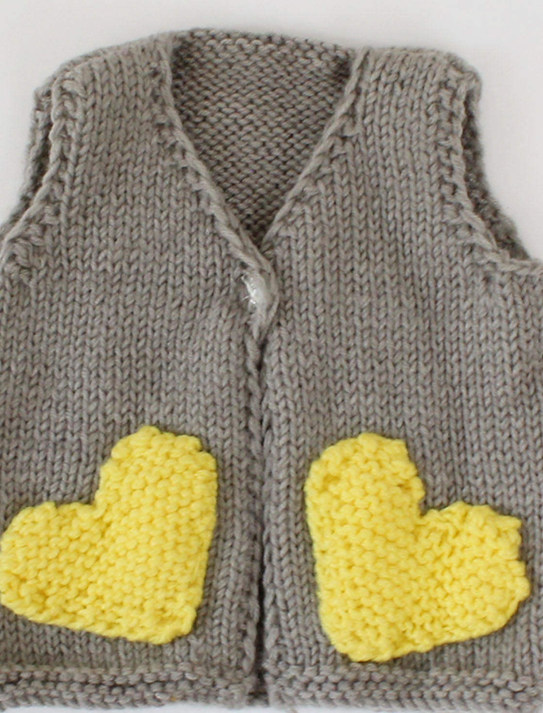 Woonie Handmade Sleeveless Knitted Heart Detailing Vest-Grey