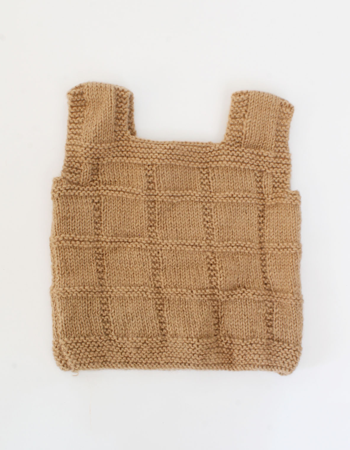 Woonie Handmade Sleeveless Strapy Self Design Knitted Vest-Brown