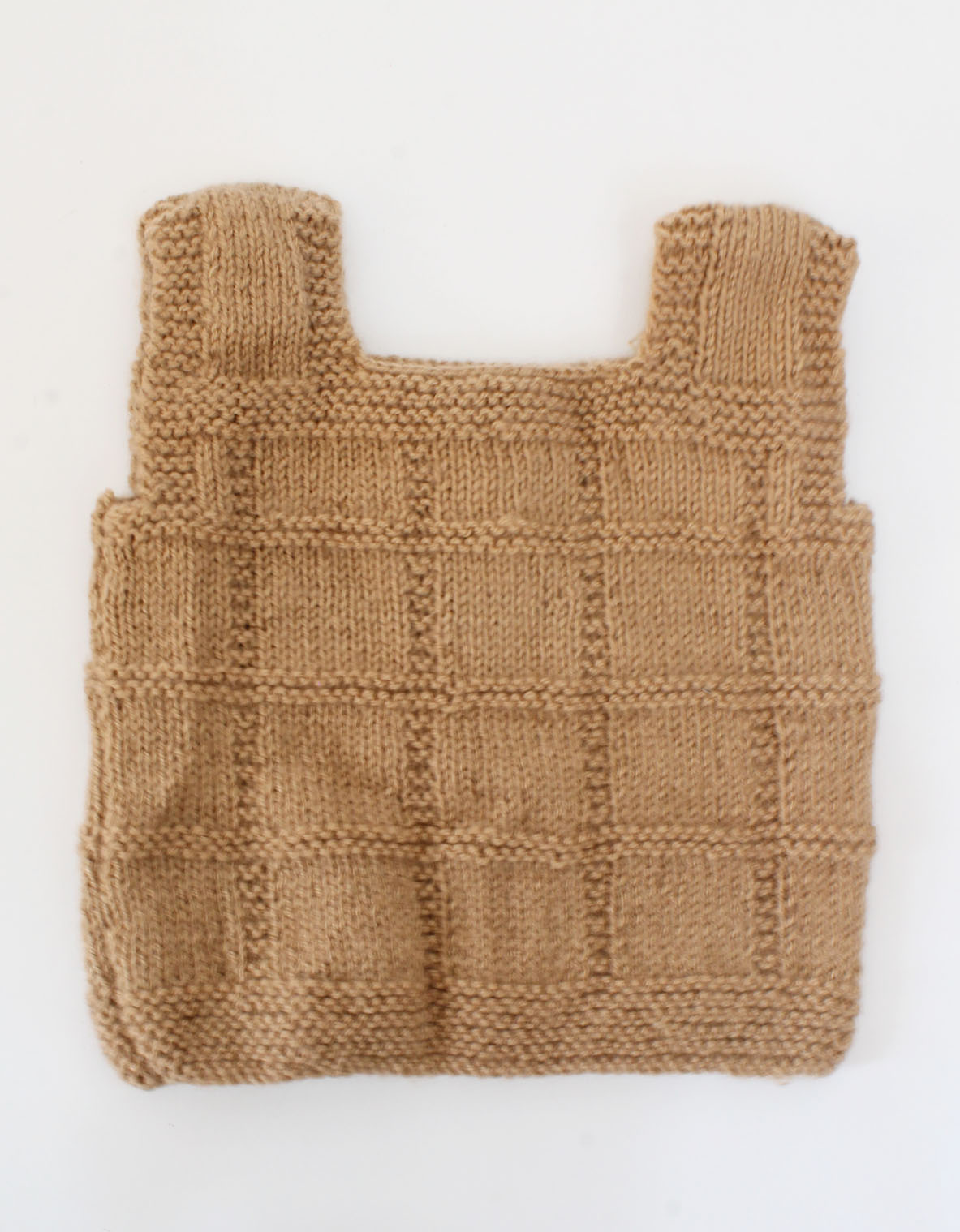 Woonie Handmade Sleeveless Strapy Self Design Knitted Vest-Brown