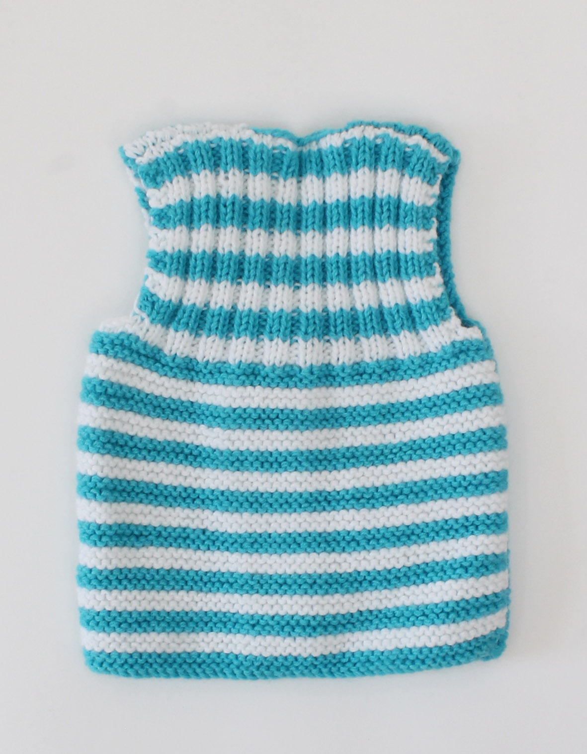Woonie Handmade Sleeveless Striped & Pocket Detailing Vest-Blue