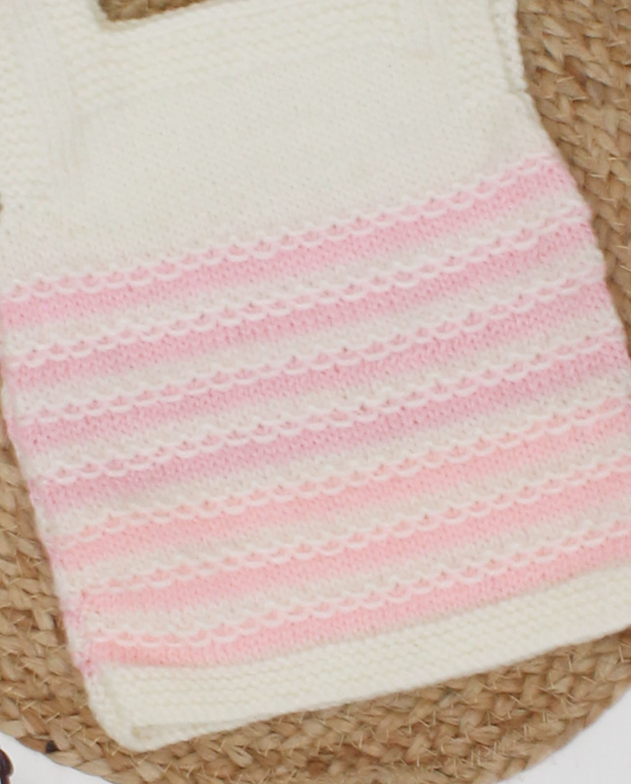 Woonie Handmade Sleeveless Striped Knitted Vest-Pink