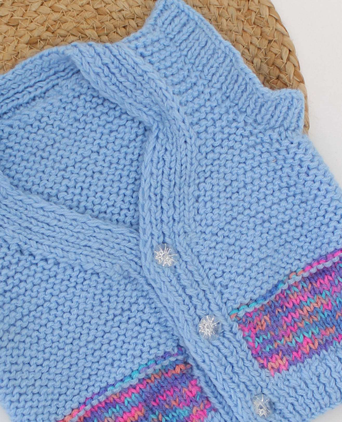 Woonie Handmade Short Sleeves Self Design Knitted Vest-Blue