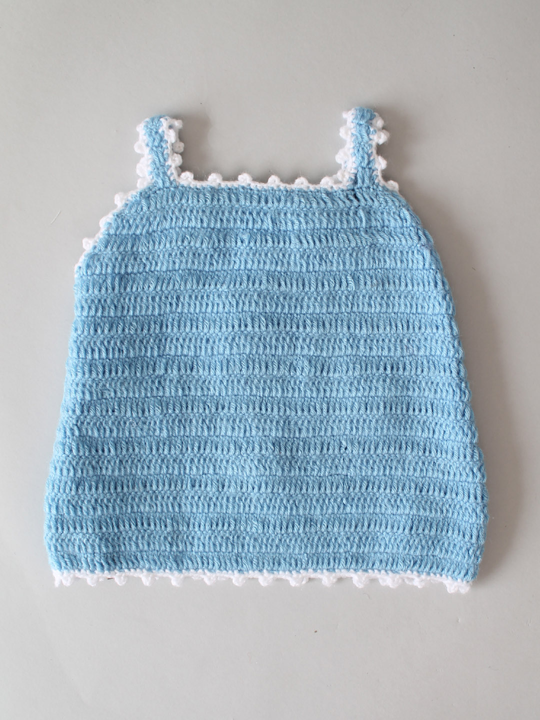 Handmade Floral Embroidered Crochet Vest for Infants -Sky Blue