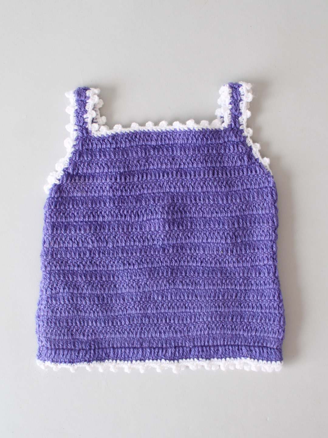 Strappy Floral Embroidery Crochet Baby Vest for Winters-Purple