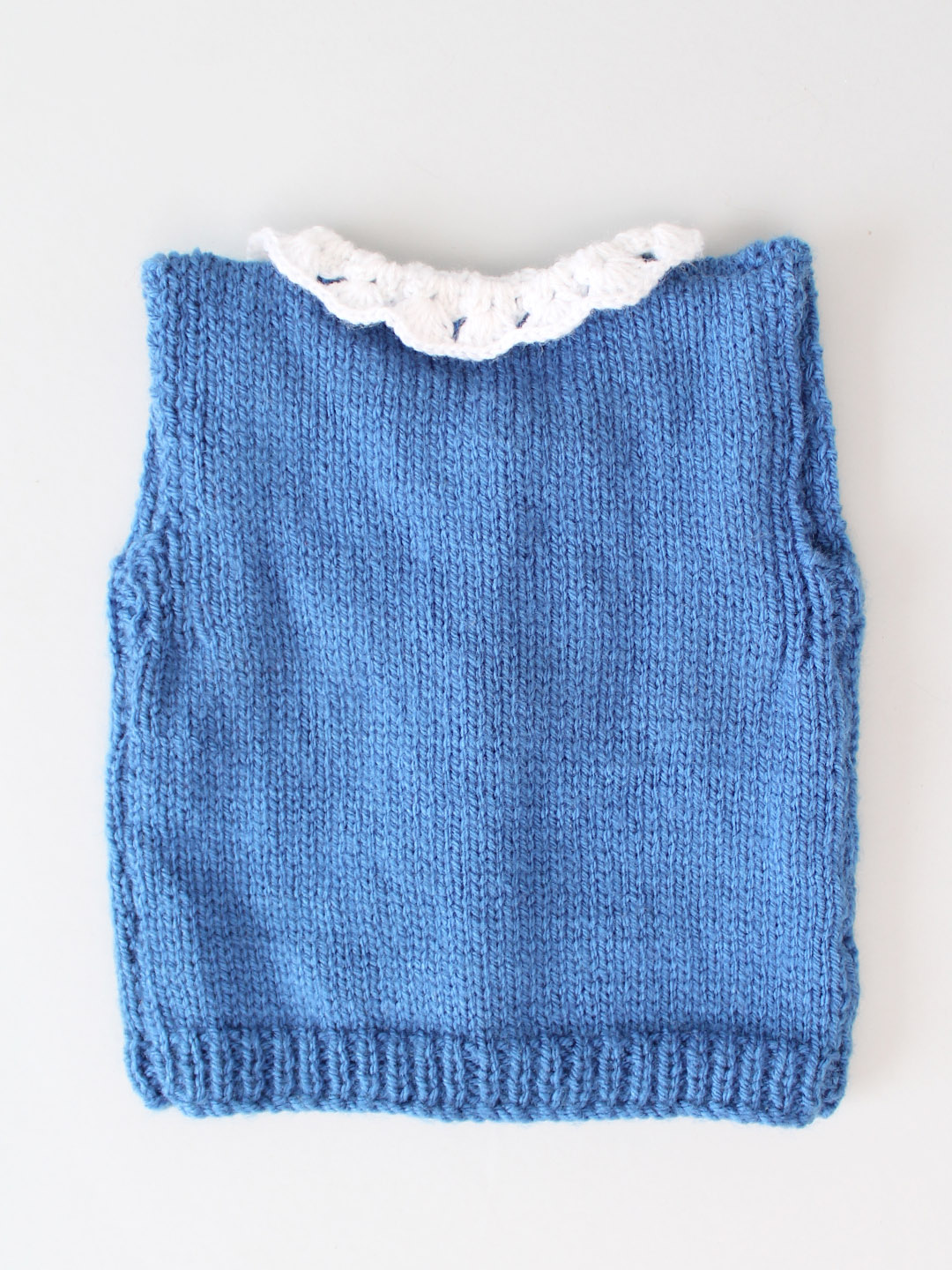 Handmade Vest with Heart Detailing for Newborn - Blue