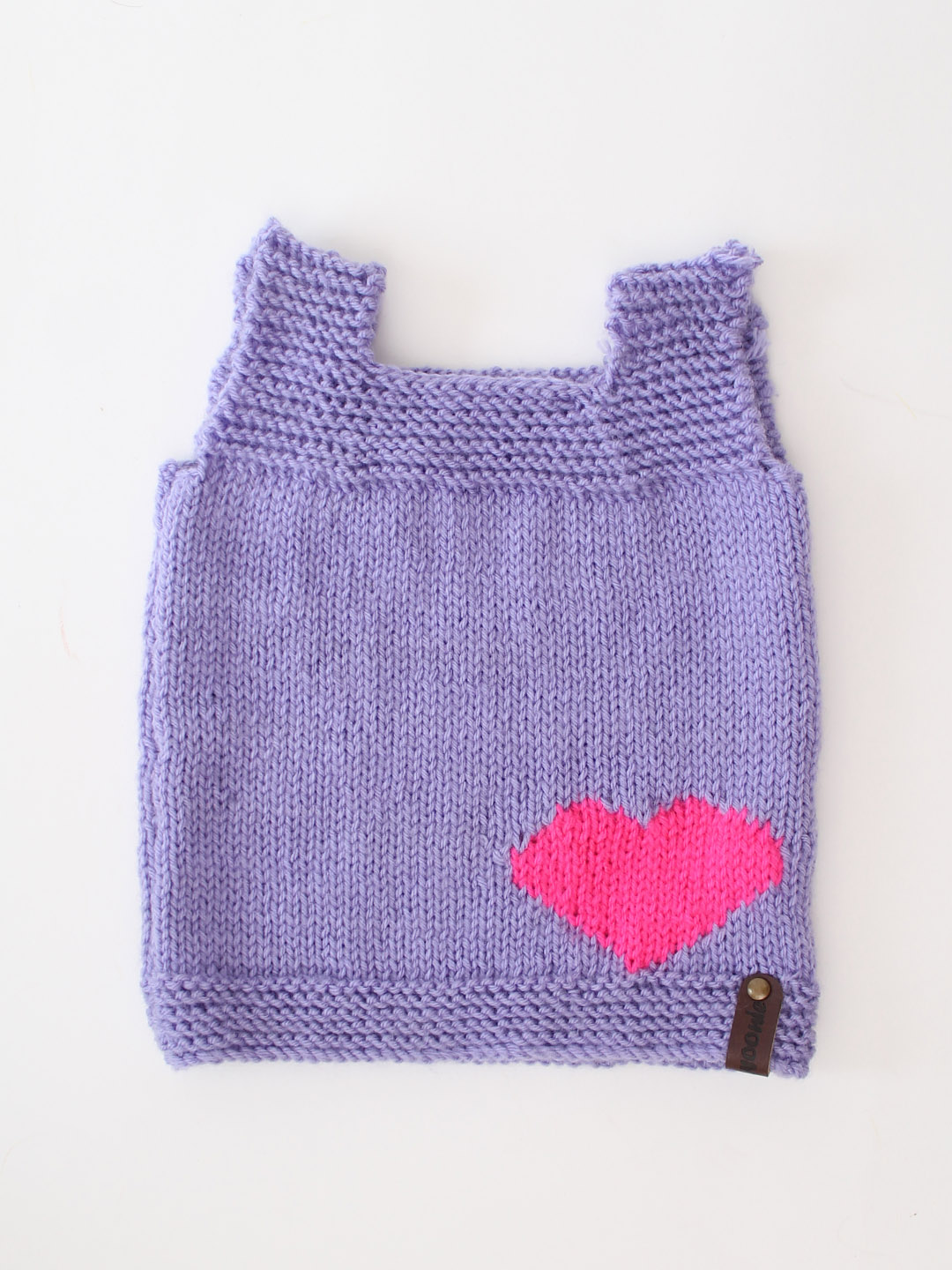 Woonie Knitted Heart Baby Vest - Lavender