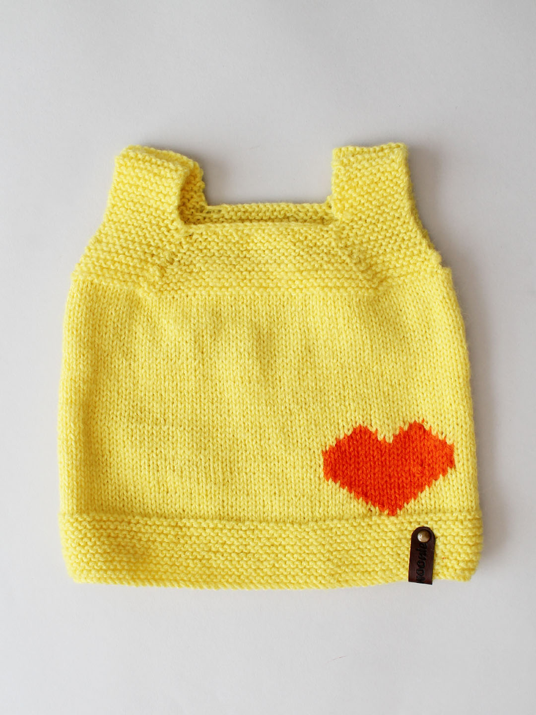 Woonie Knitted Heart Baby Vest - Yellow