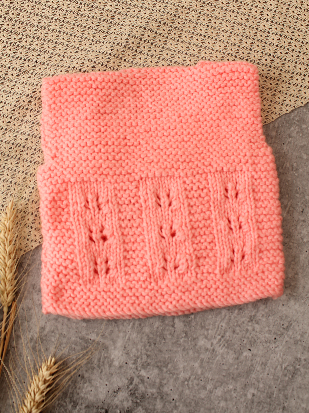 Woonie Handknitted Baby Vest - Peach