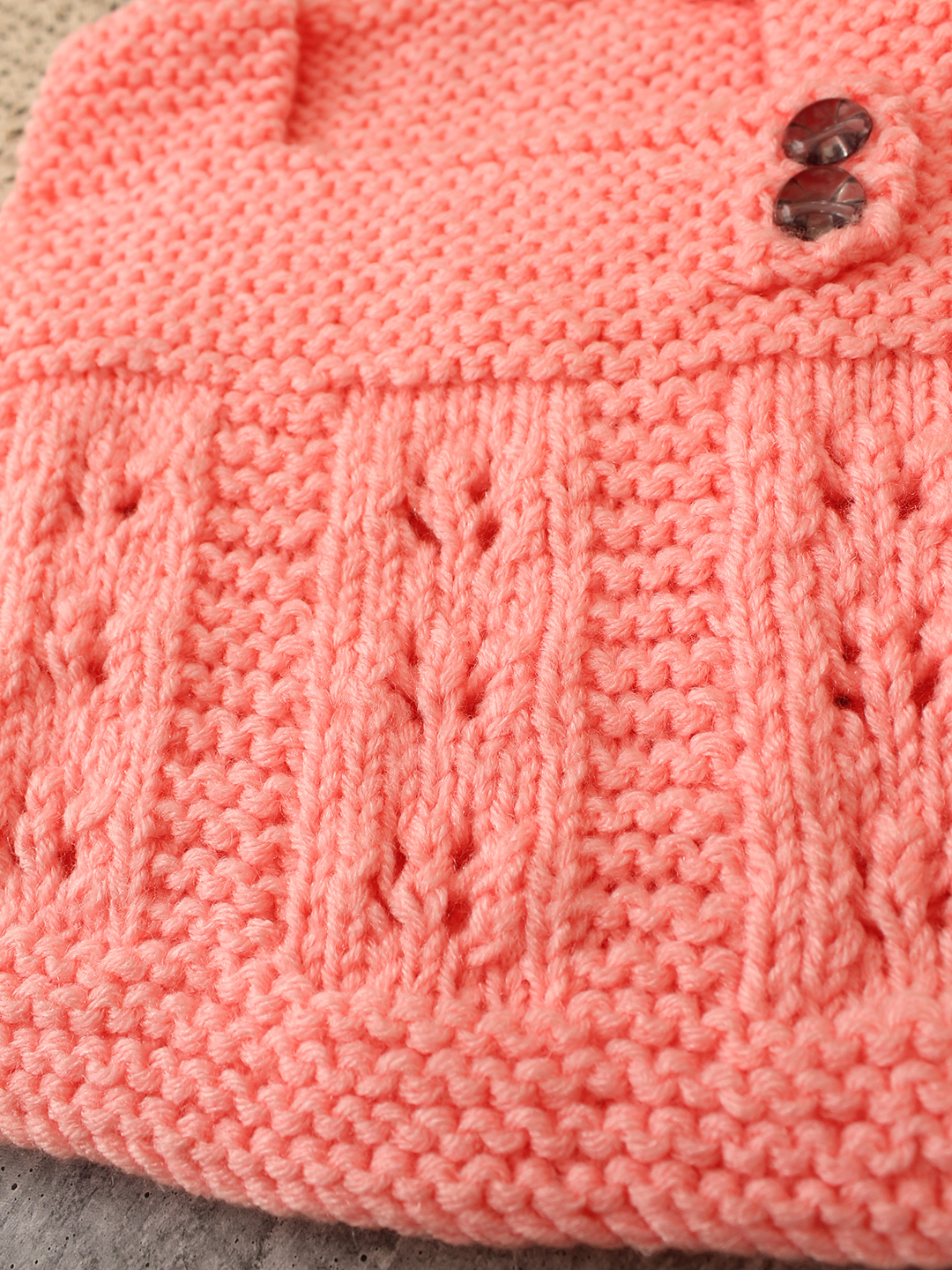 Woonie Handknitted Baby Vest - Peach