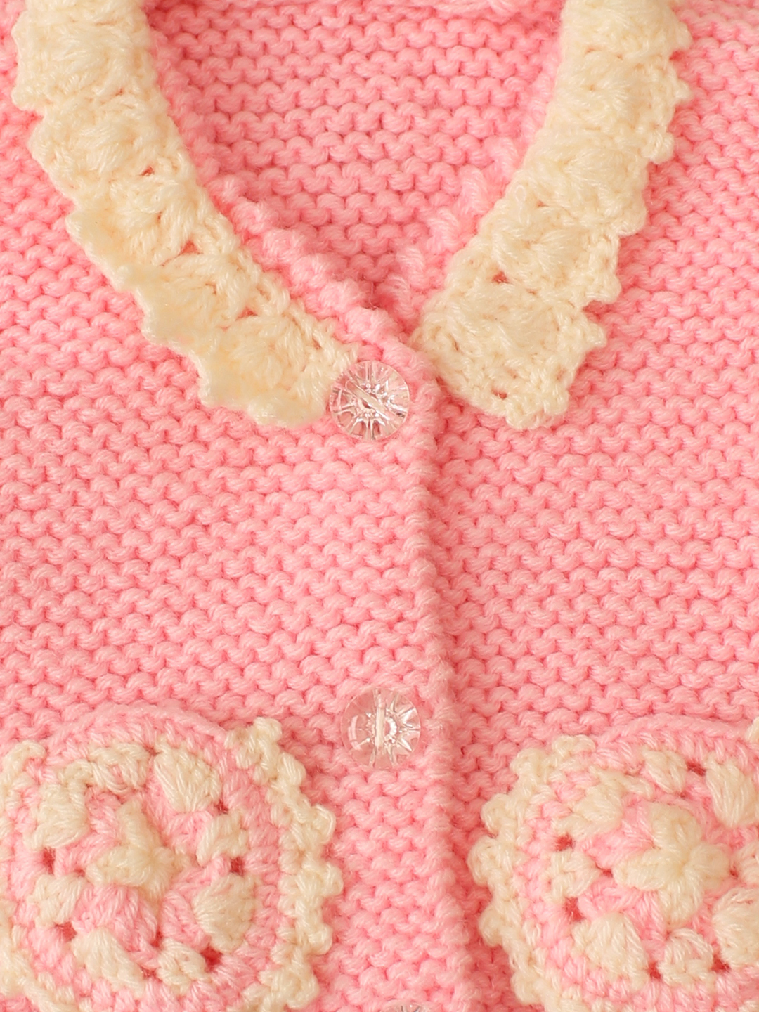Woonie Handknitted Pocket Detailed Vest- Pink