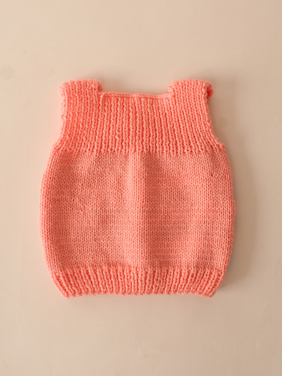 Woonie Handknitted Floral Vest - Peach