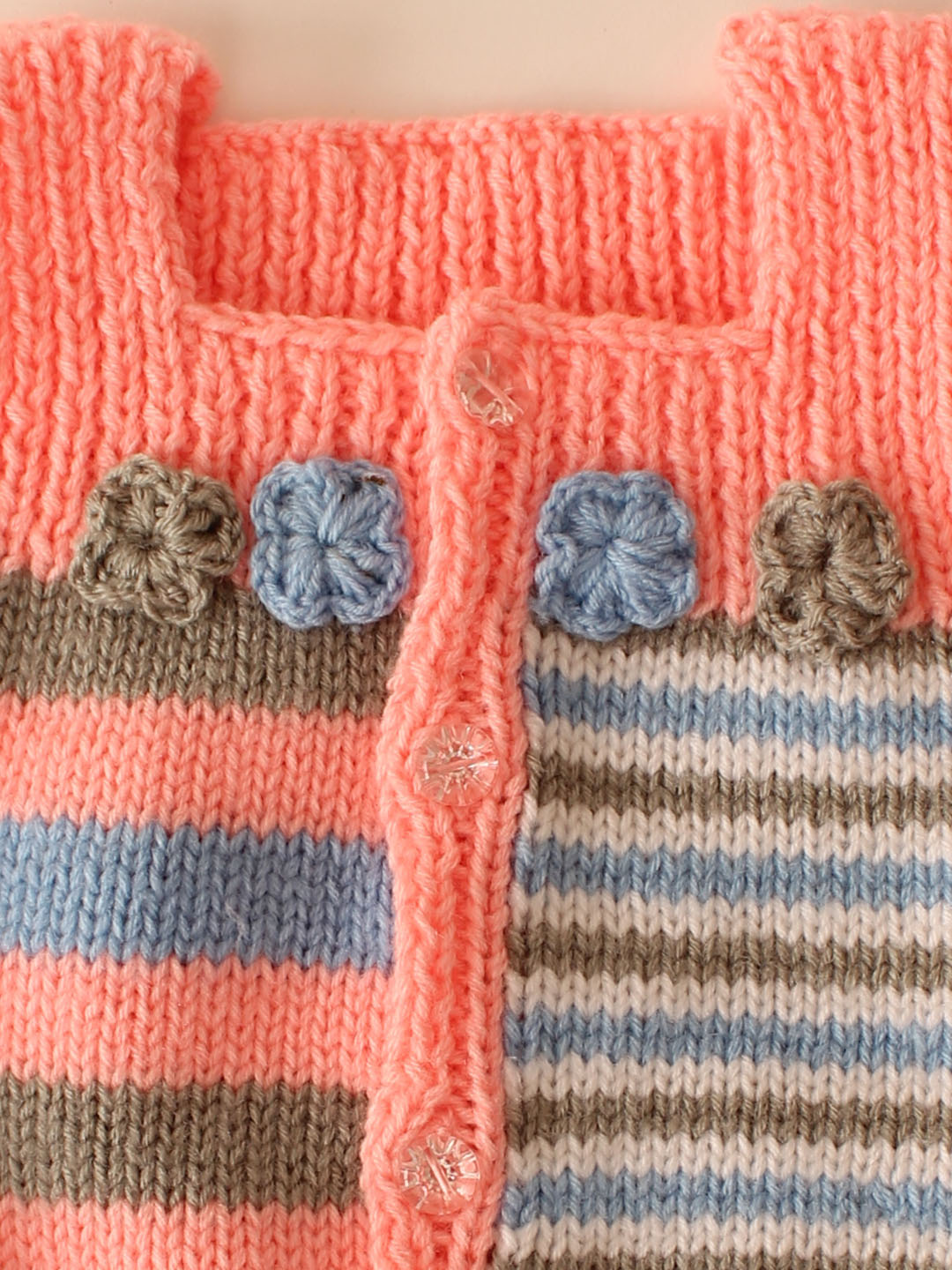 Woonie Handknitted Floral Vest - Peach