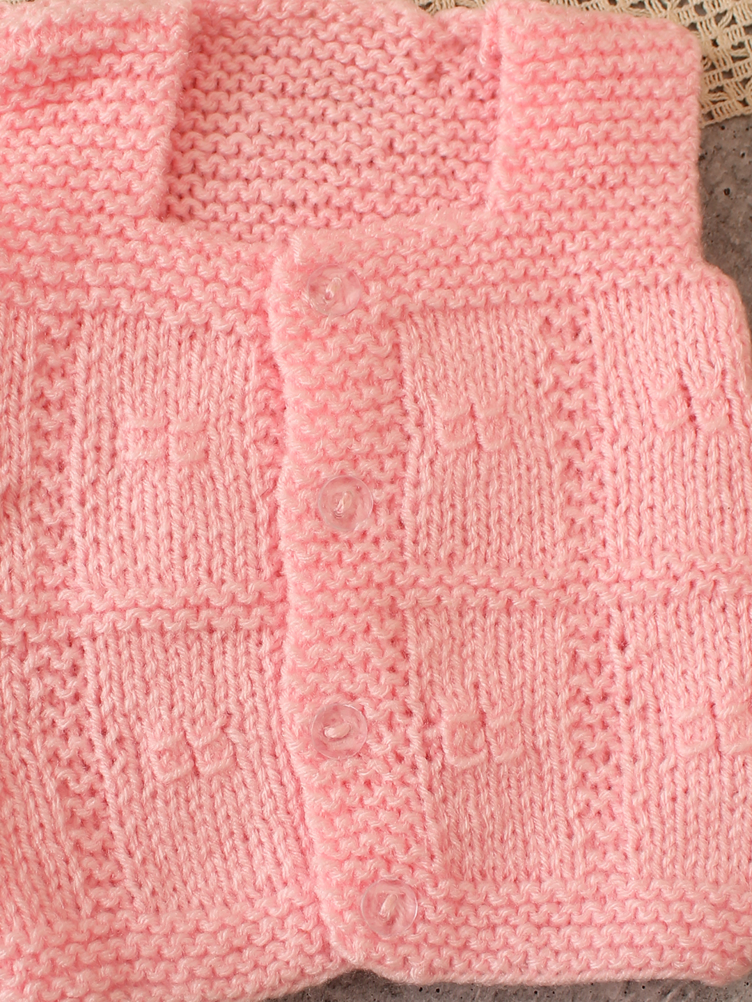 Woonie Handknitted Color Block Vest - Peach