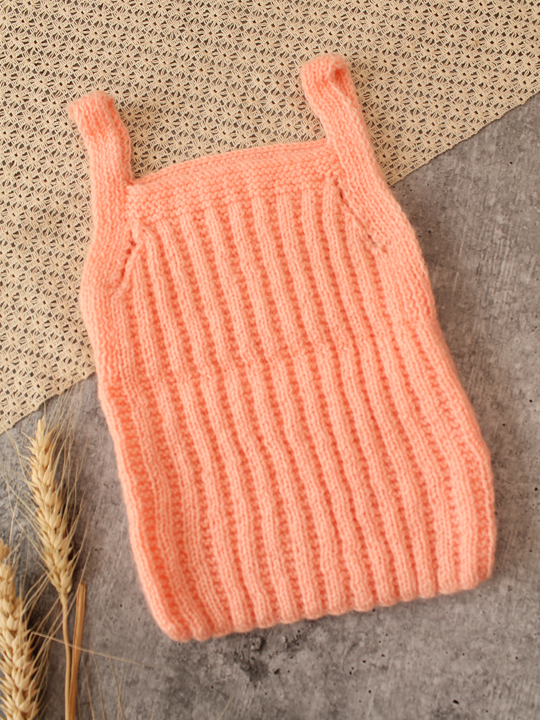 Woonie Handknitted Self Design Vest - Peach
