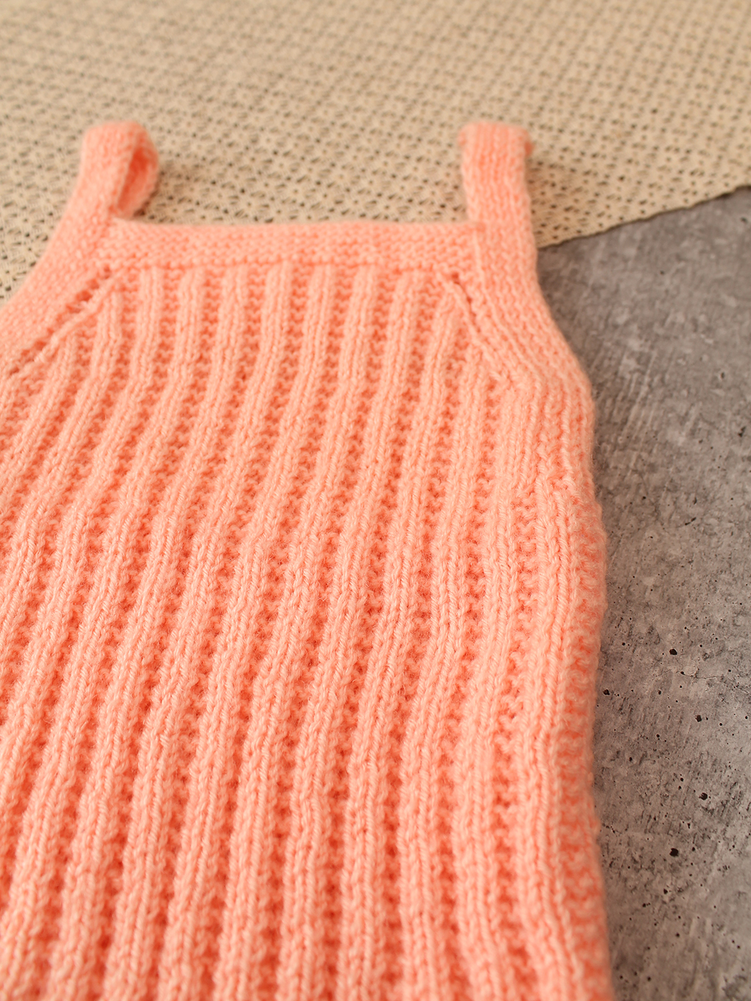 Woonie Handknitted Self Design Vest - Peach