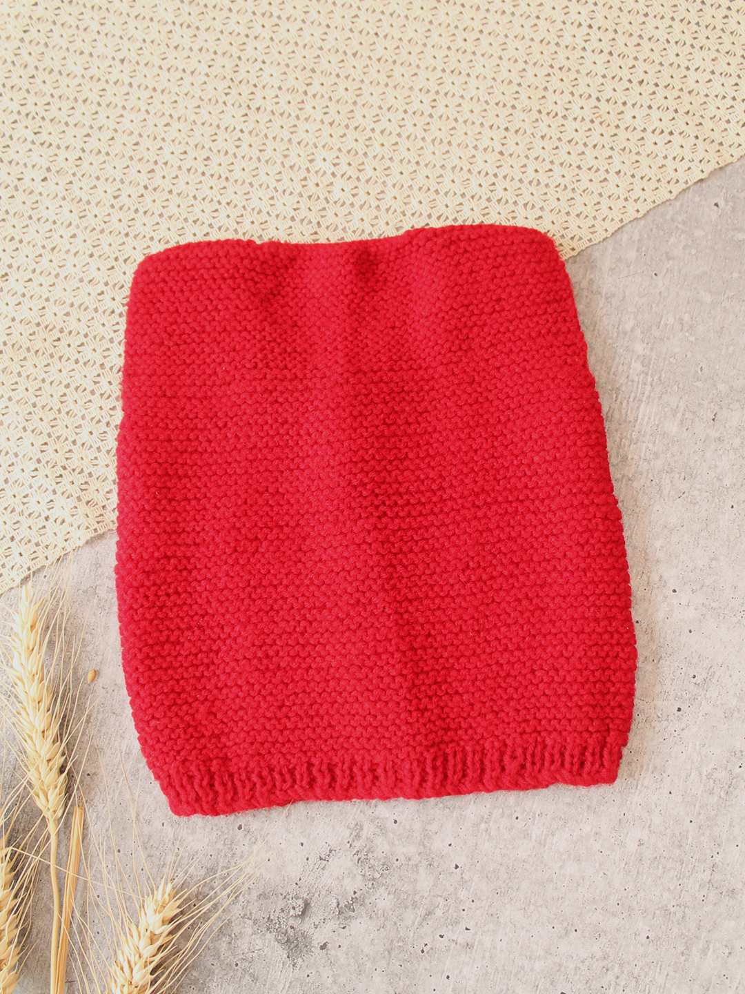 Woonie Handknitted Cable Detail Christmas Vest - Red