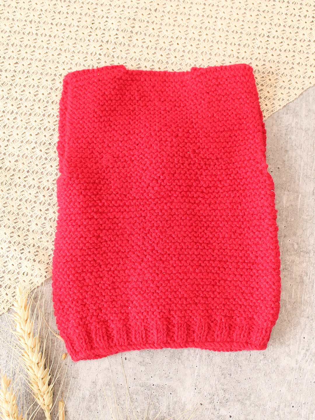Woonie Handknitted Cable Detail Vest - Red