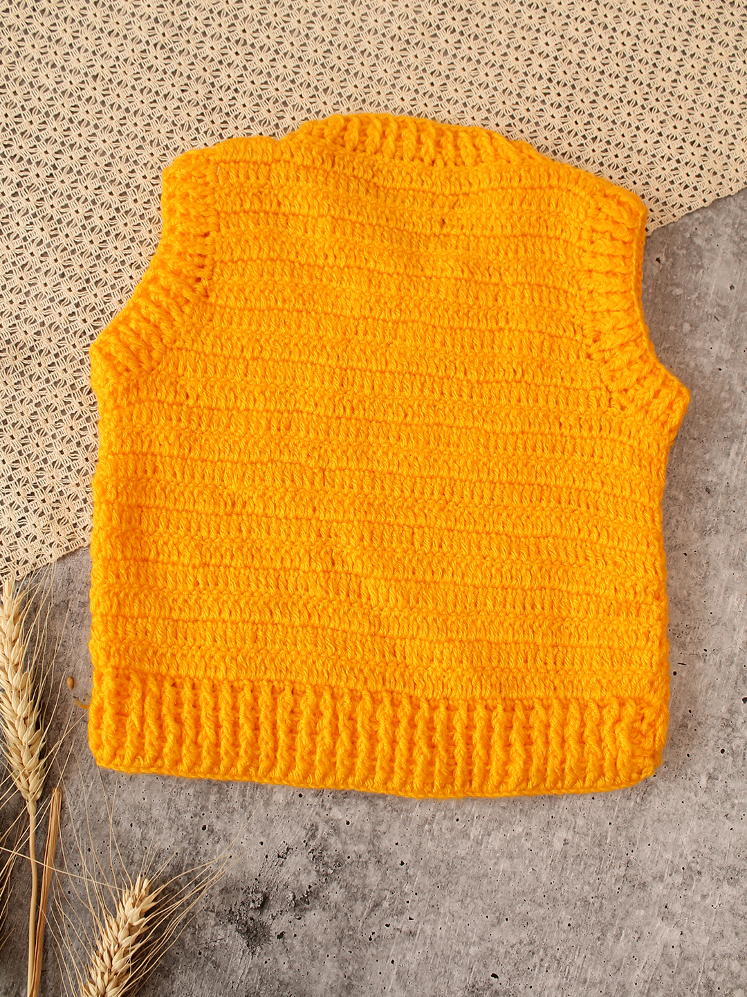 Woonie Crochet Sweater Vest - Orange