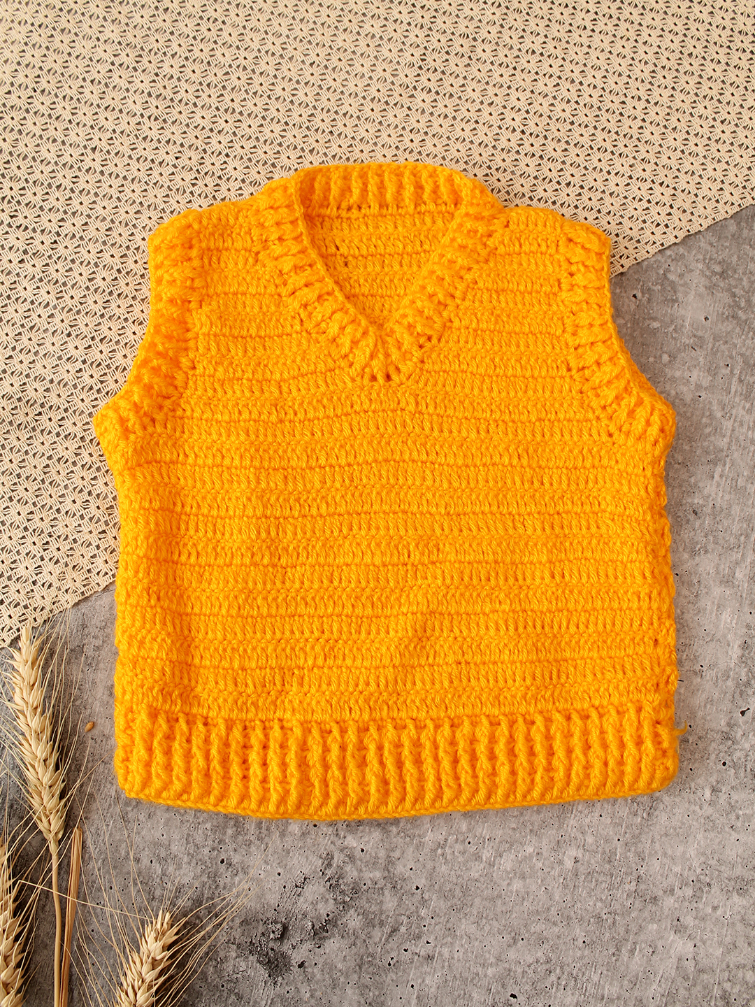Woonie Crochet Sweater Vest - Orange