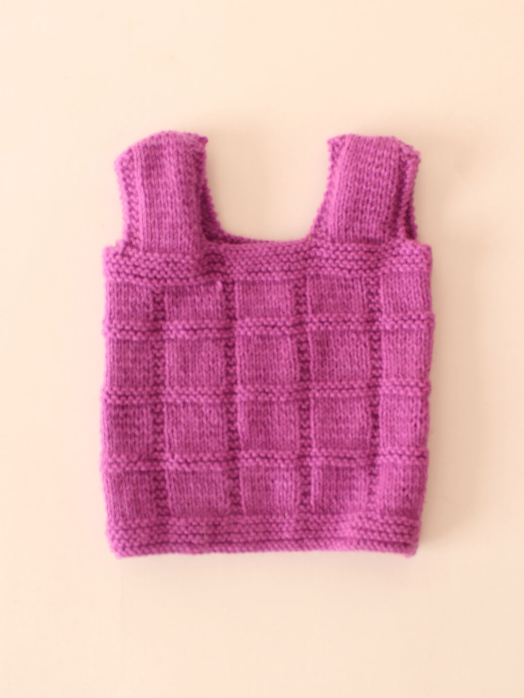 Woonie Kids Sleeveless Strapy Self Design Knitted Vest - Purple