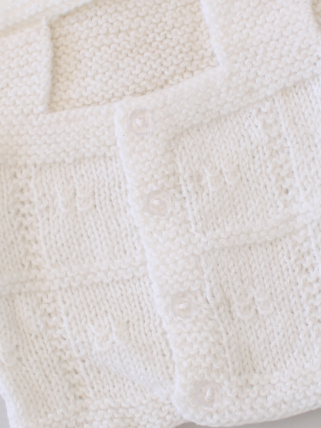 Woonie Handknitted Sleeveless Seff Design Vest - White