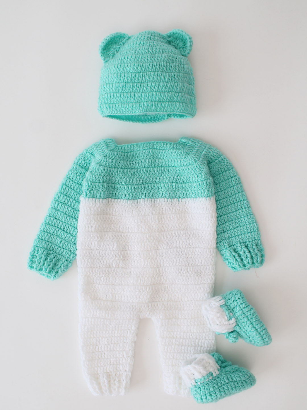 Dog Face Woolen Jumpsuit with Hood and Boots - Green