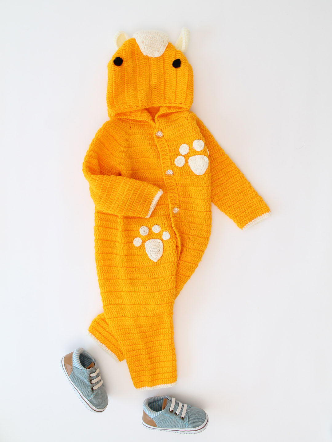 Dog Jumpsuit for Newborn with Hood - Yellow