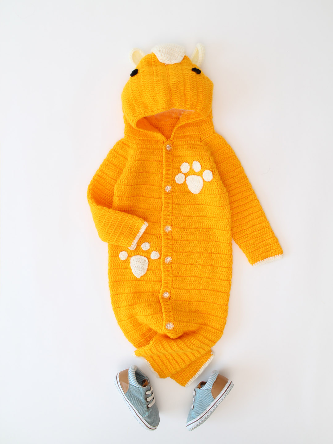 Dog Jumpsuit for Newborn with Hood - Yellow