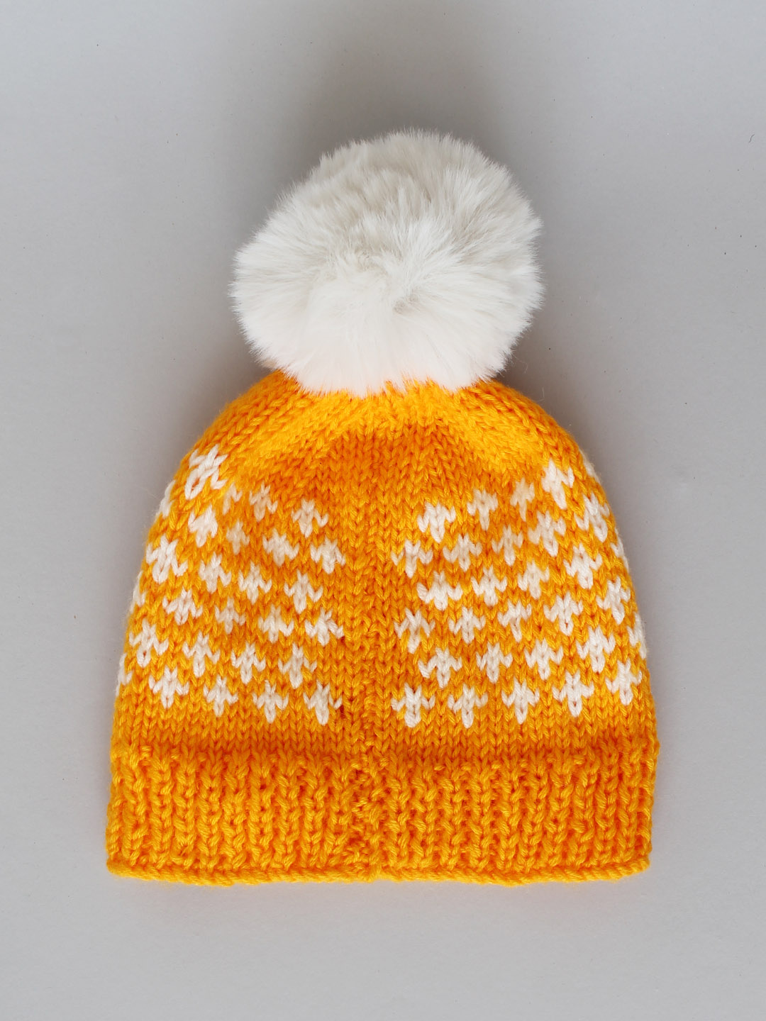 Check Design Winter Cap for Women Beige - Main Image