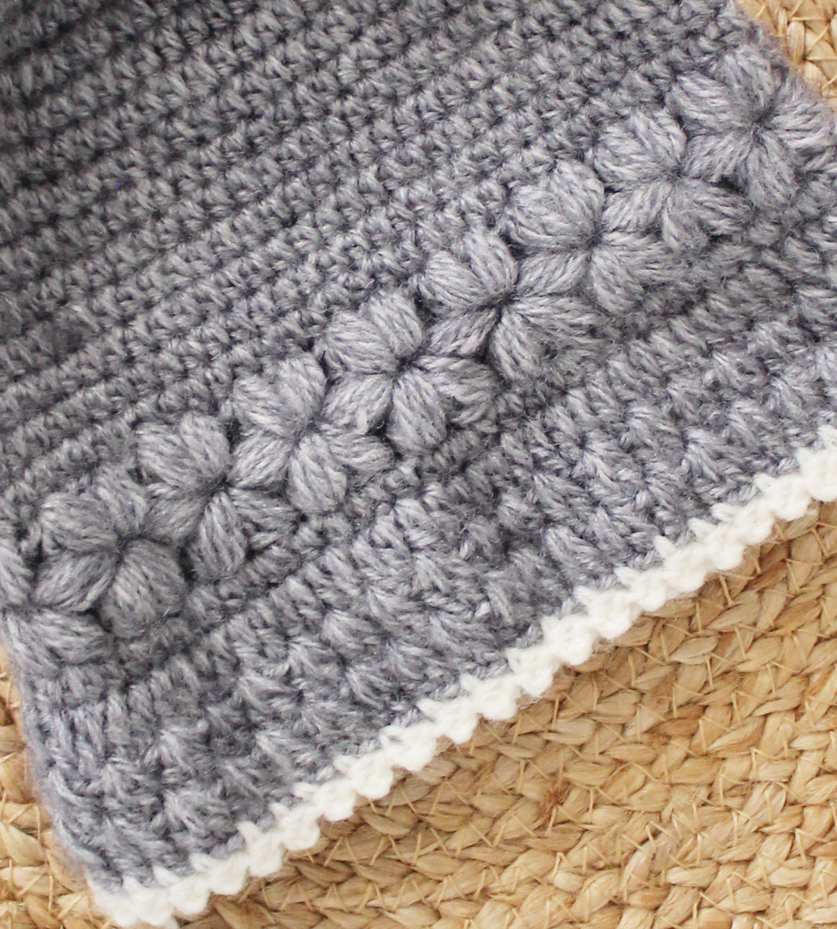 Floral Embroidered Beanie - Grey