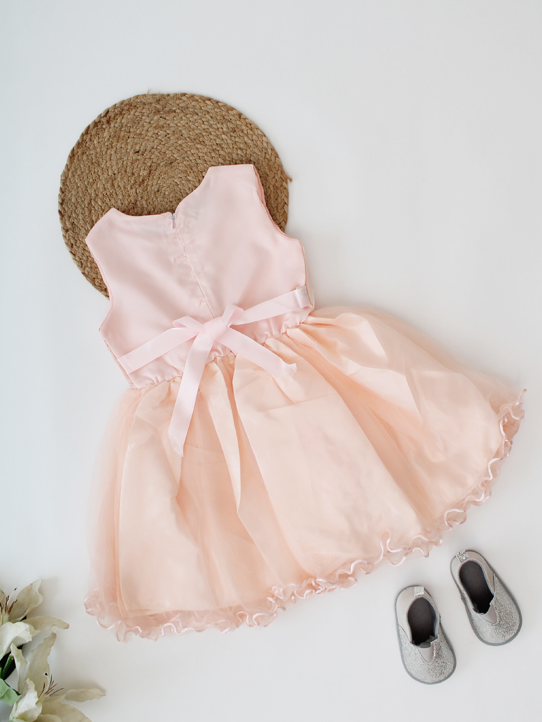 Floral Laced Embellished Party Wear Dress With Detachable Clip