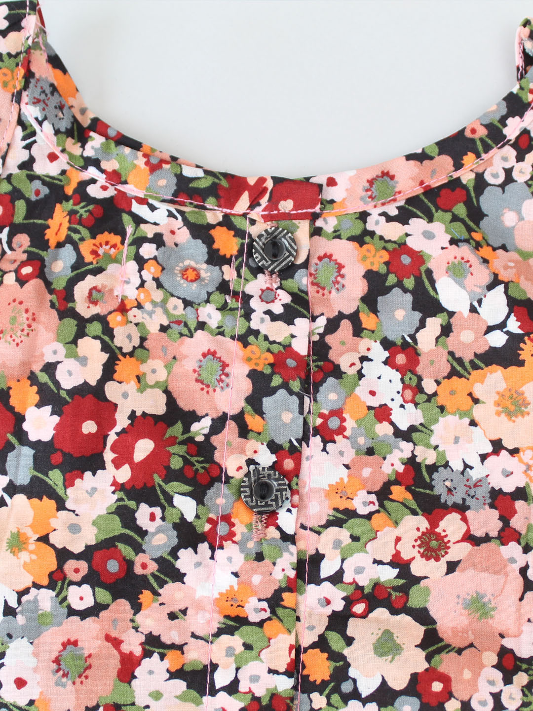 Floral Printed Back Button Closure Top & Shorts Set - Brown