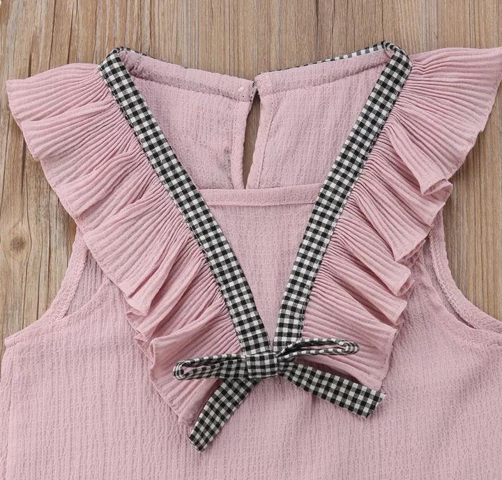 Frill Neck with Checked Bottom
