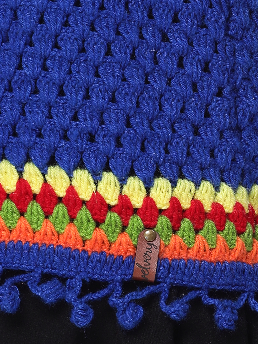 Crochet Womens Front Open Flat Granny Stitch Sweater - Blue