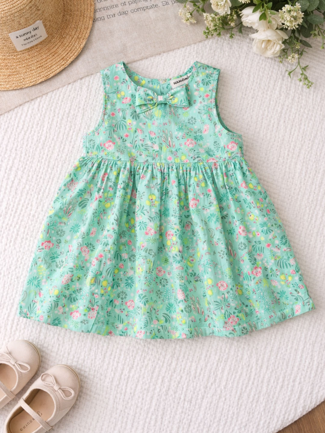 Woonie Floral Printed Summer Dress - Green