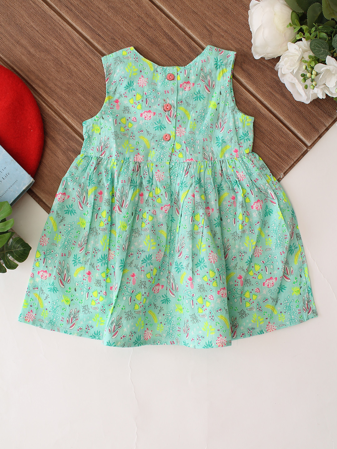 Woonie Floral Printed Summer Dress - Green