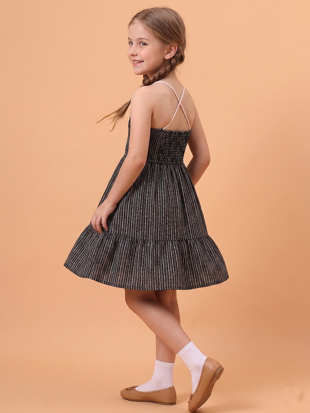 Woonie Printed Crochet Detailed Dress - Black