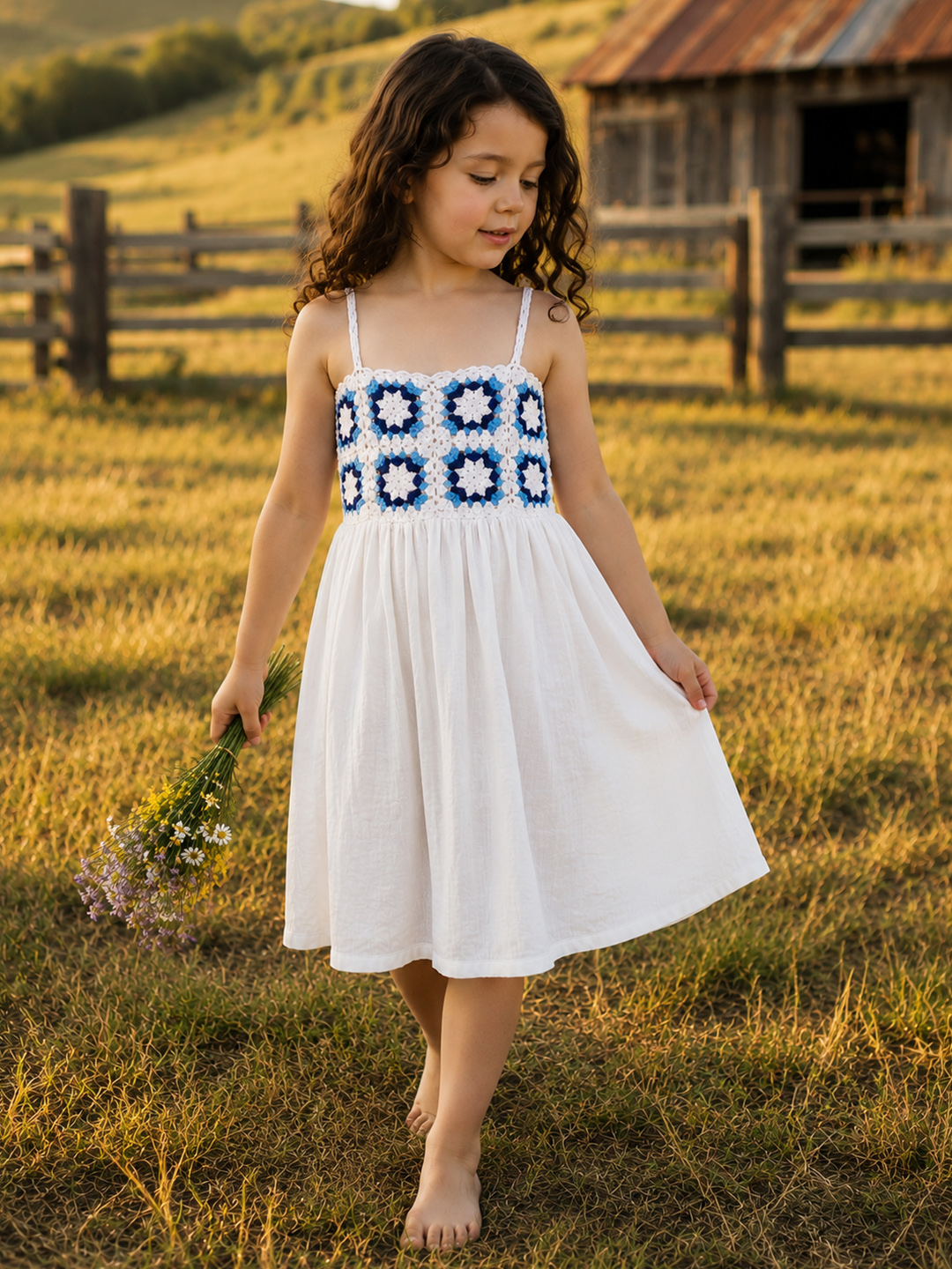 Woonie Crochet Detailed Dress - White