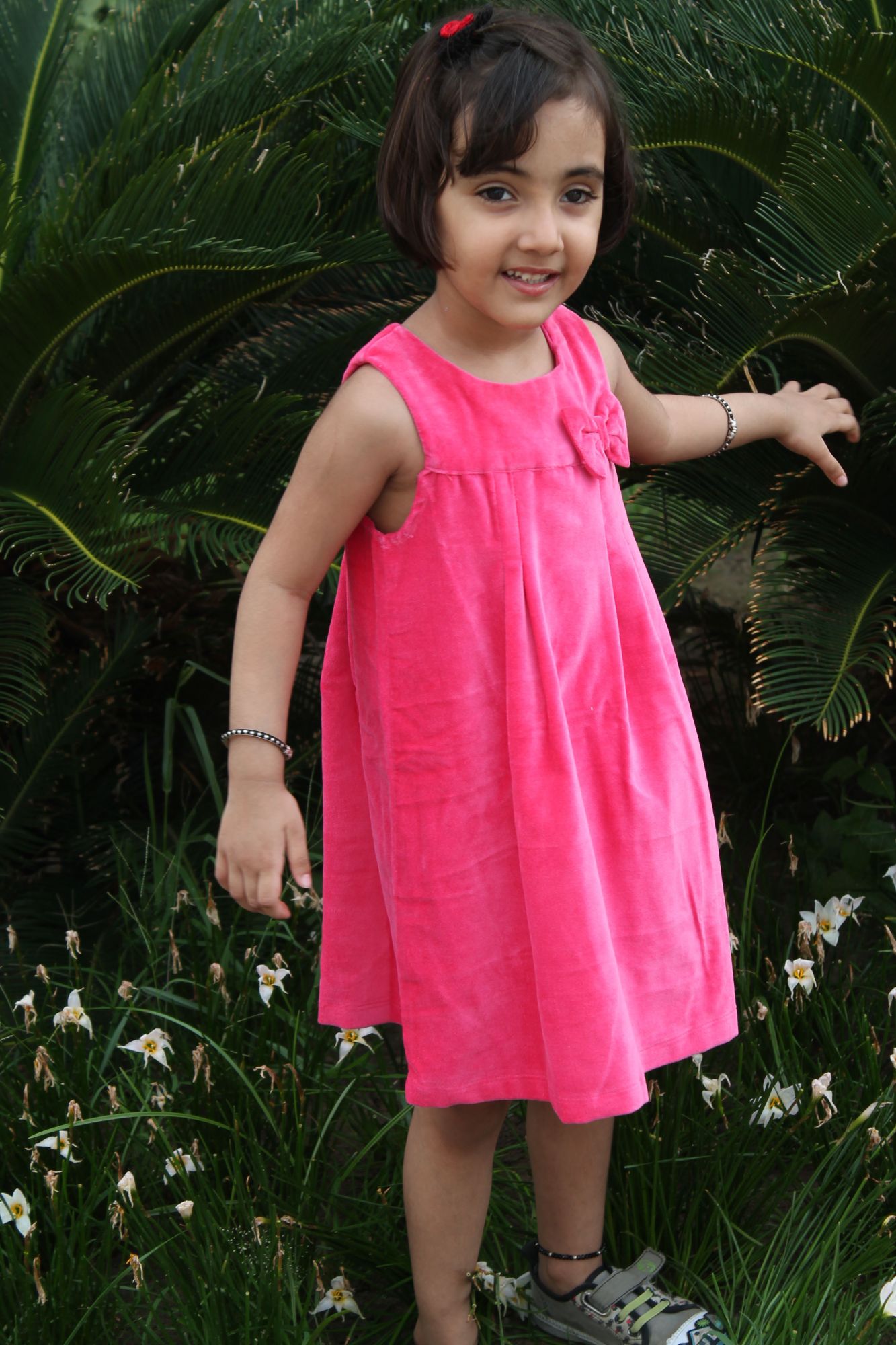 Woonie Sleeveless Bow Embellished Frock-Pink