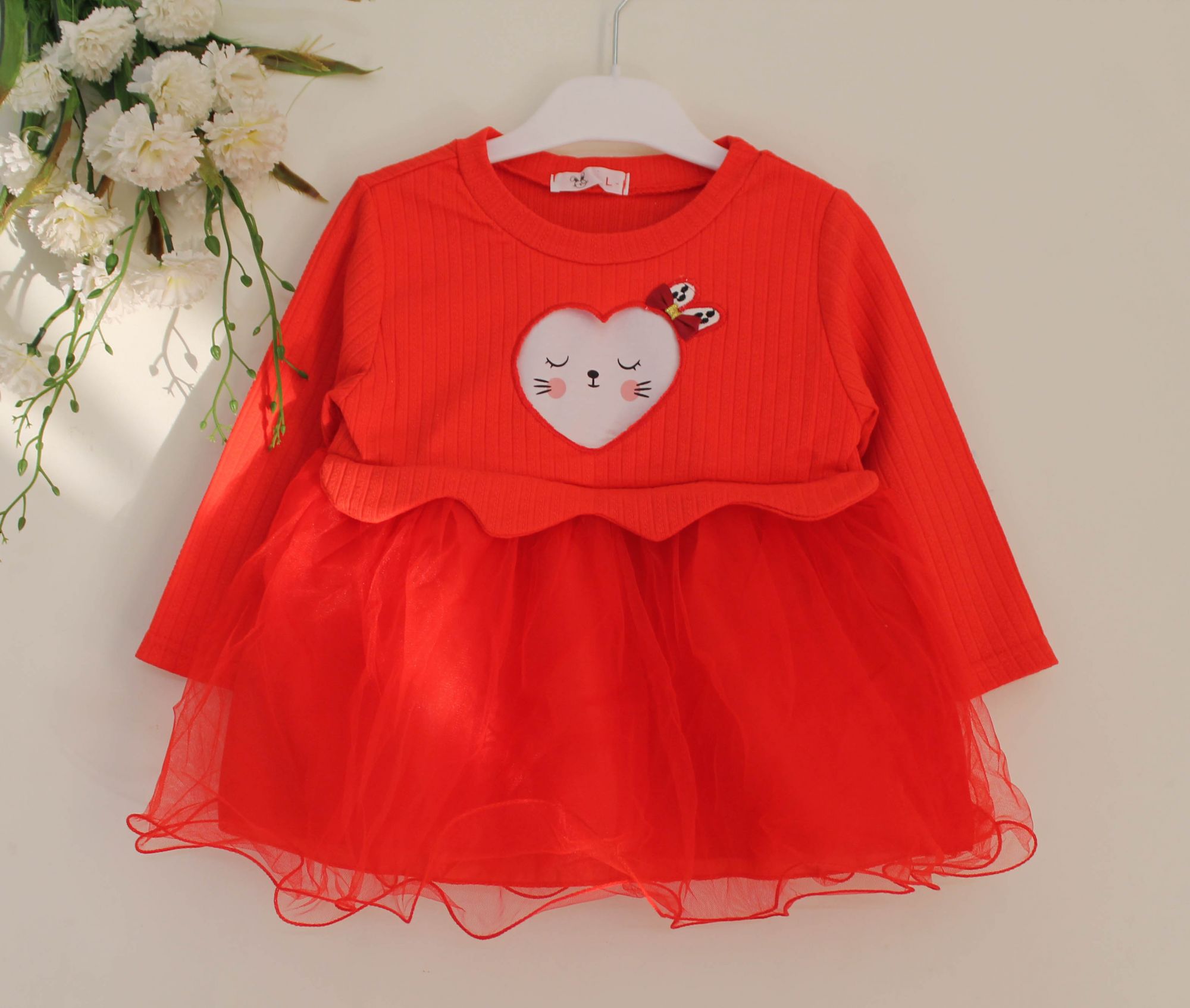 Woonie Full Sleeves Heart Design-Red