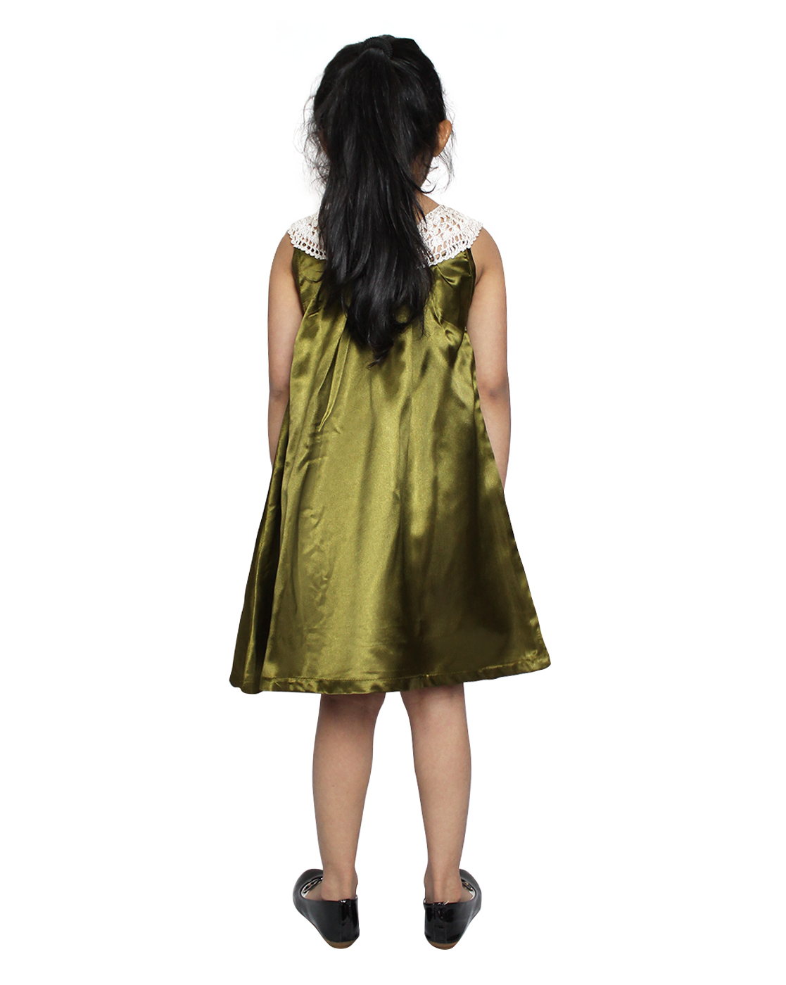 Woonie Sleeveless Crochet Detailing Dress - Green