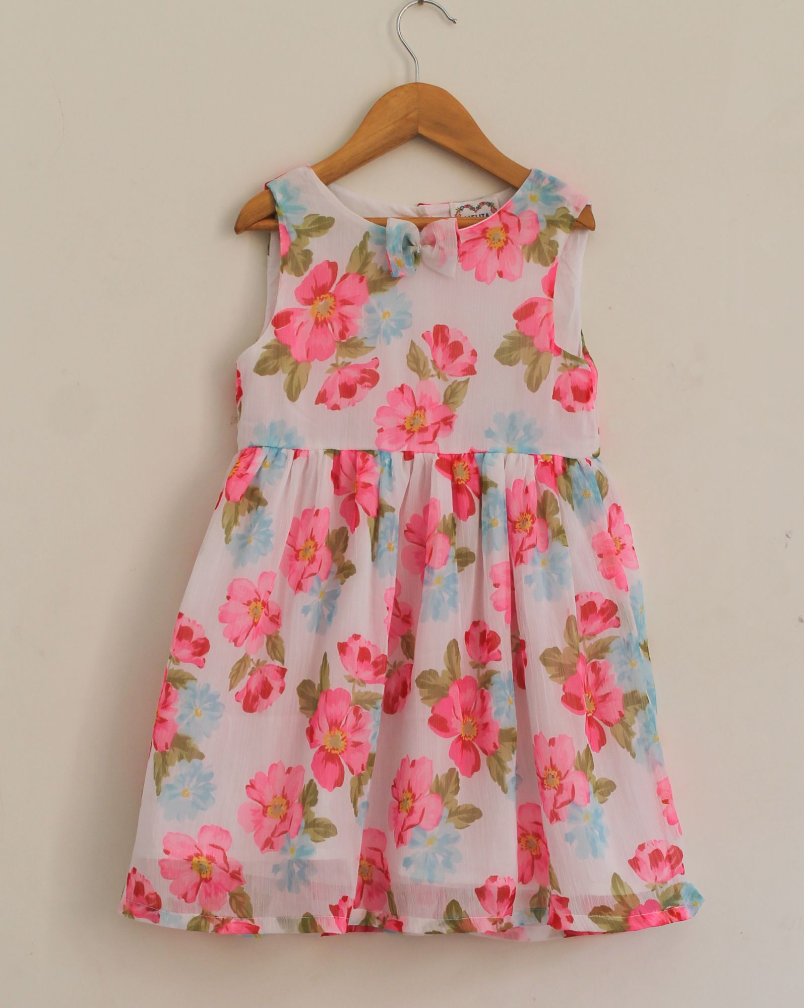 Woonie Sleeveless Floral Printed Fit & Flare Dress - Pink