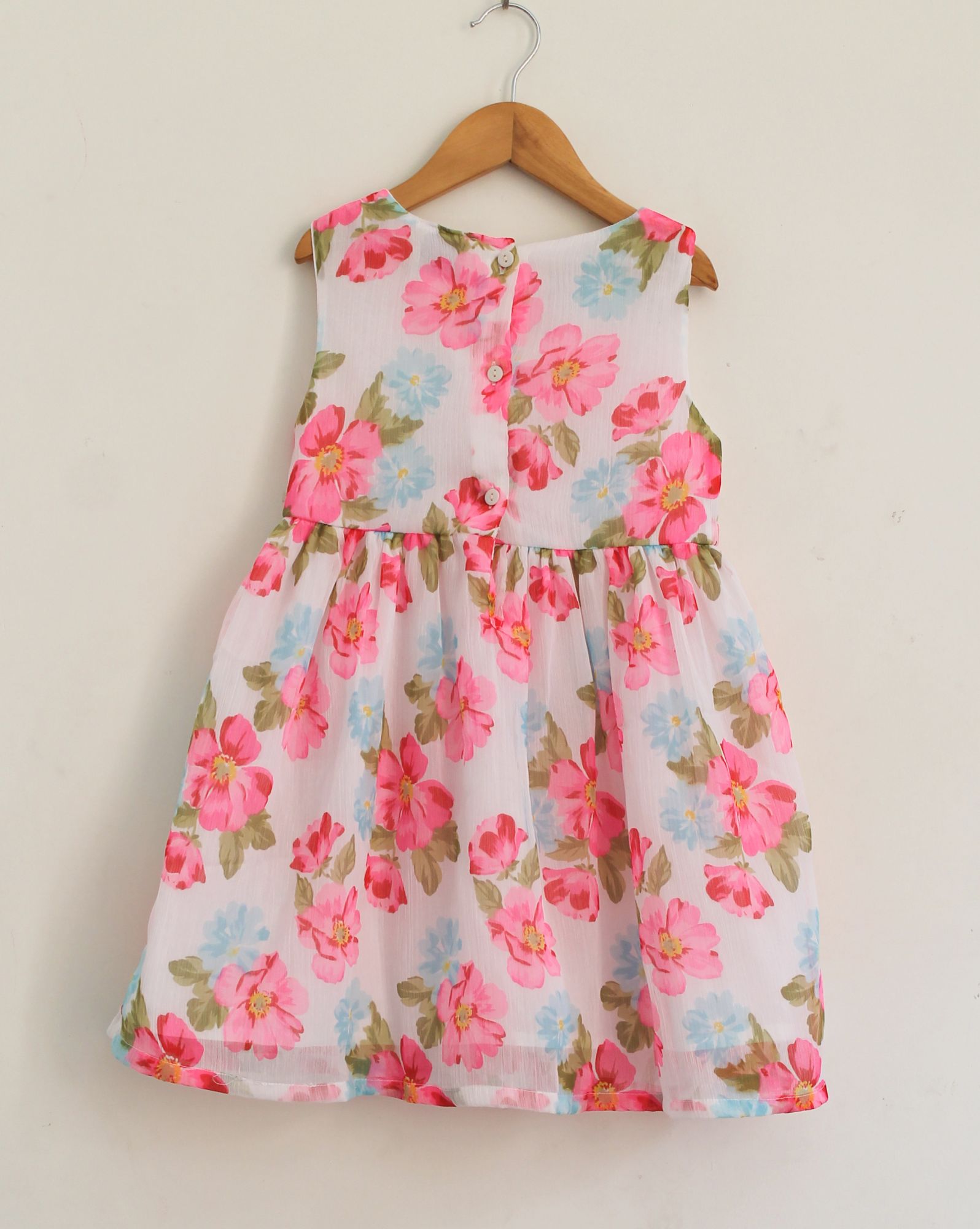 Woonie Sleeveless Floral Printed Fit & Flare Dress - Pink