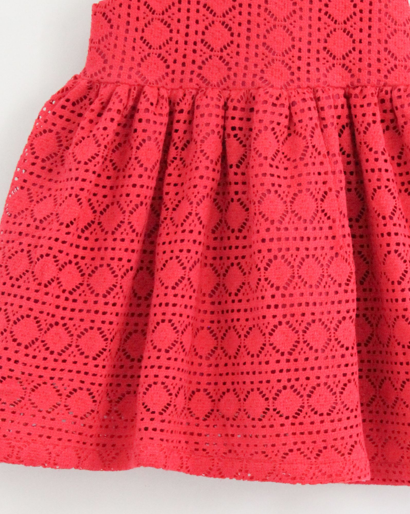 Woonie Sleeveless Schiffli Dress - Red
