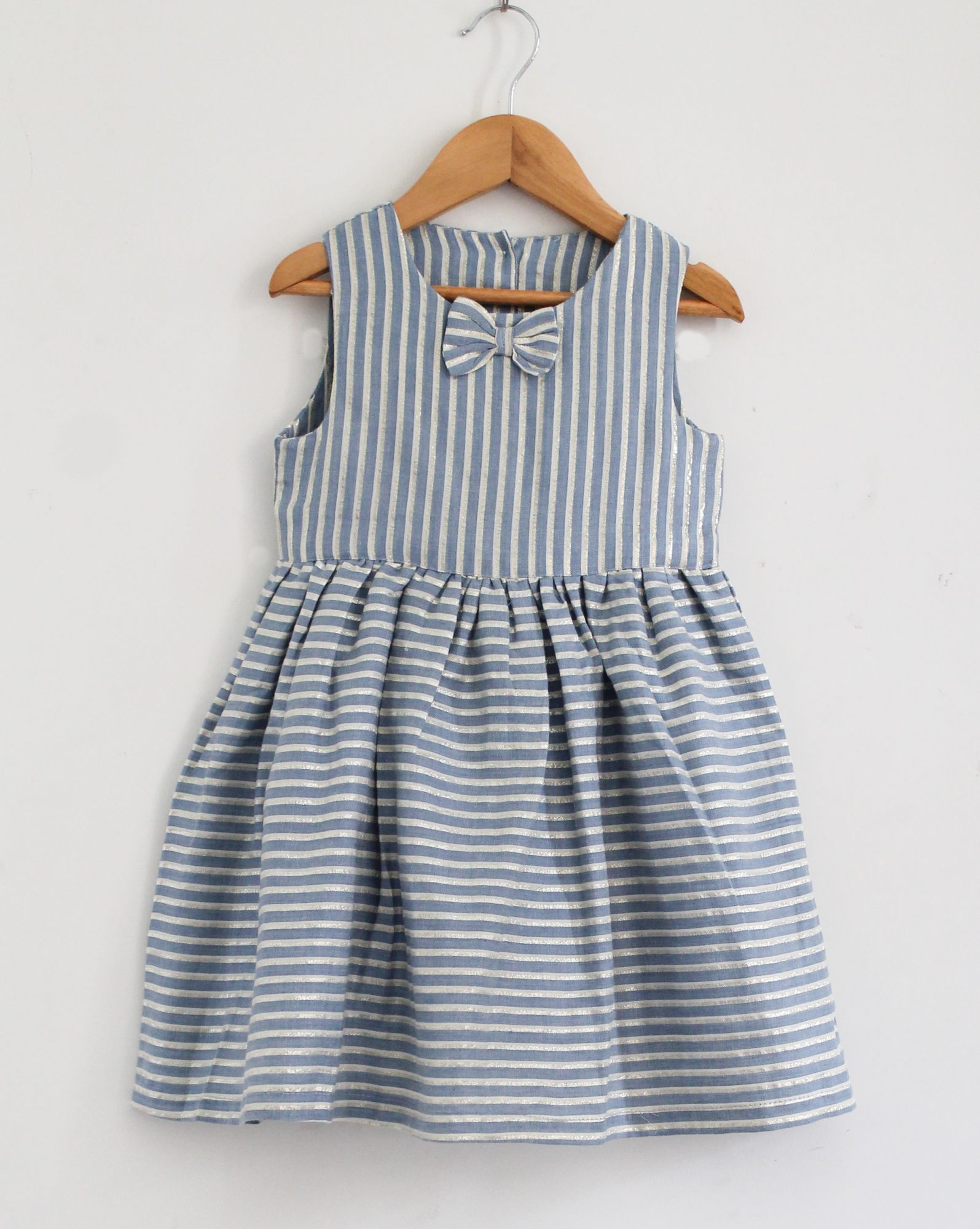 Woonie Sleeveless Striped Fit & Flare Dress - Blue