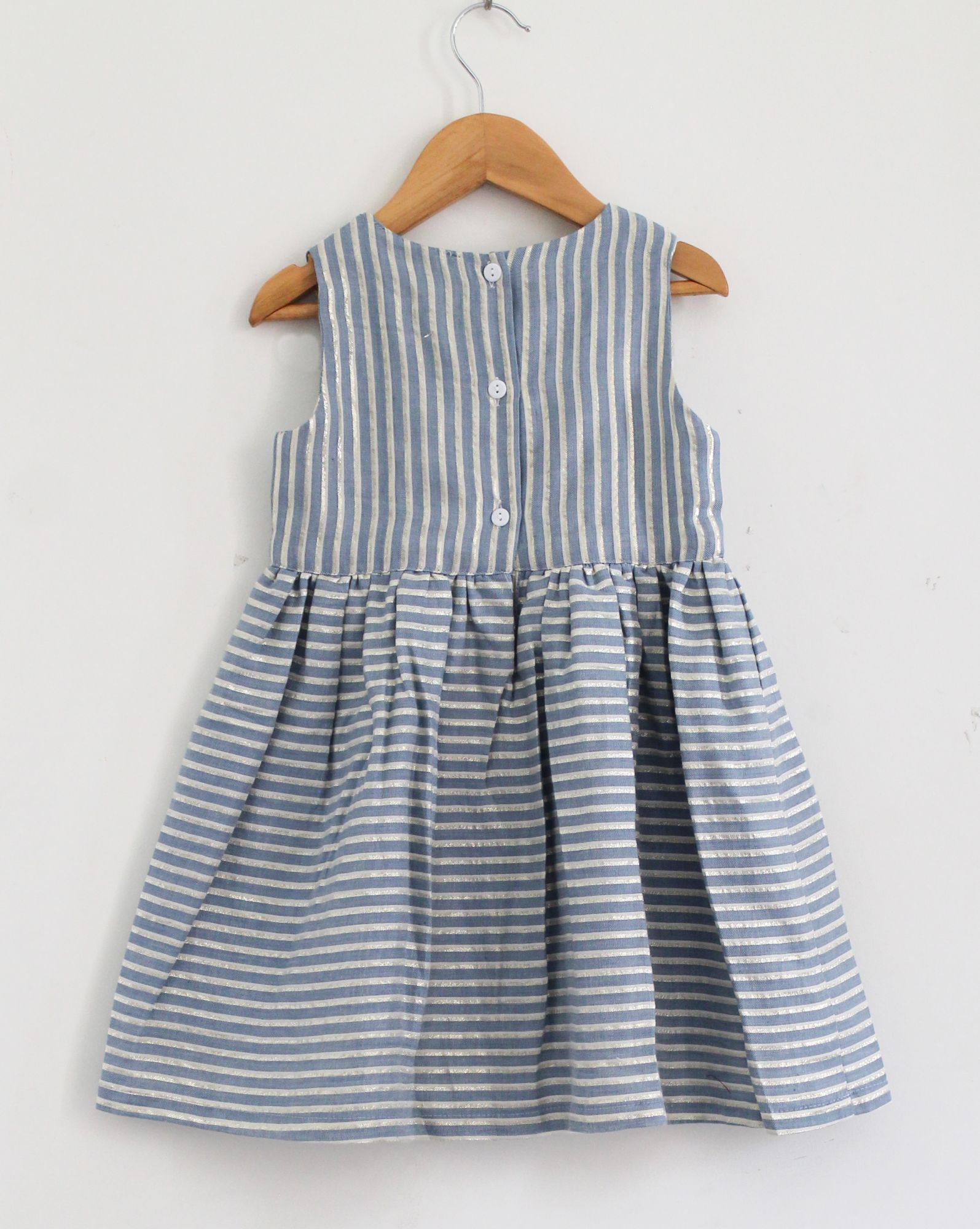 Woonie Sleeveless Striped Fit & Flare Dress - Blue