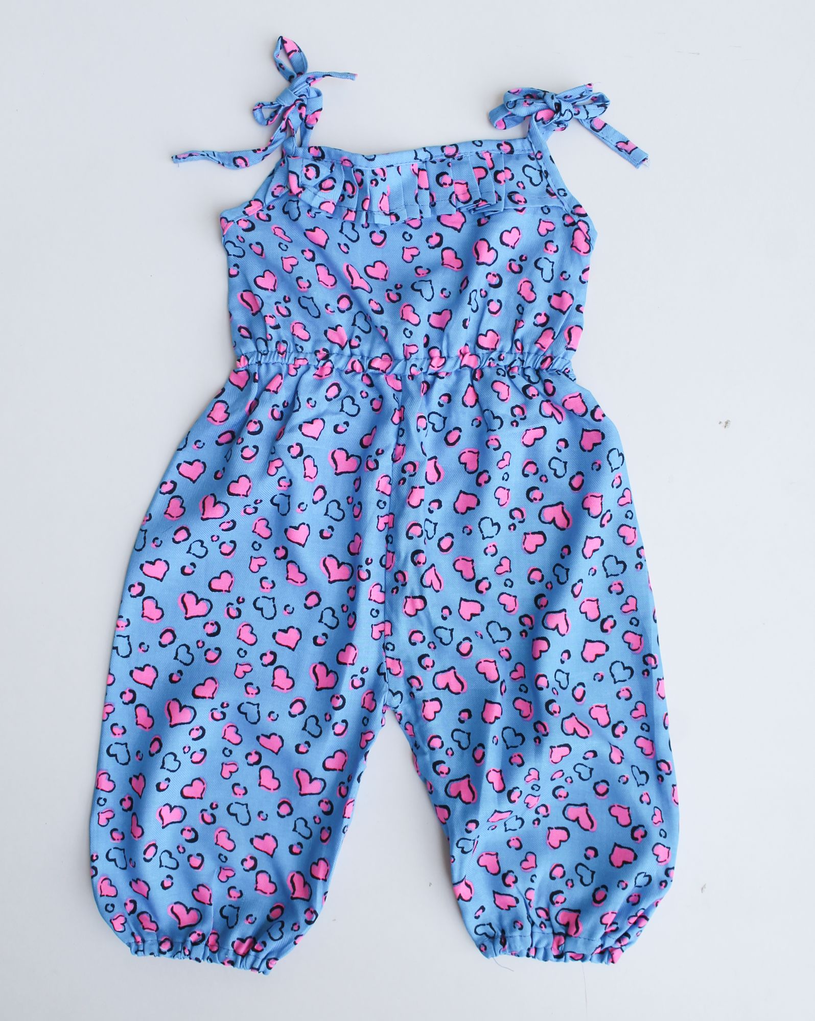 Woonie Sleeveless Heart Print Jumpsuit - Blue