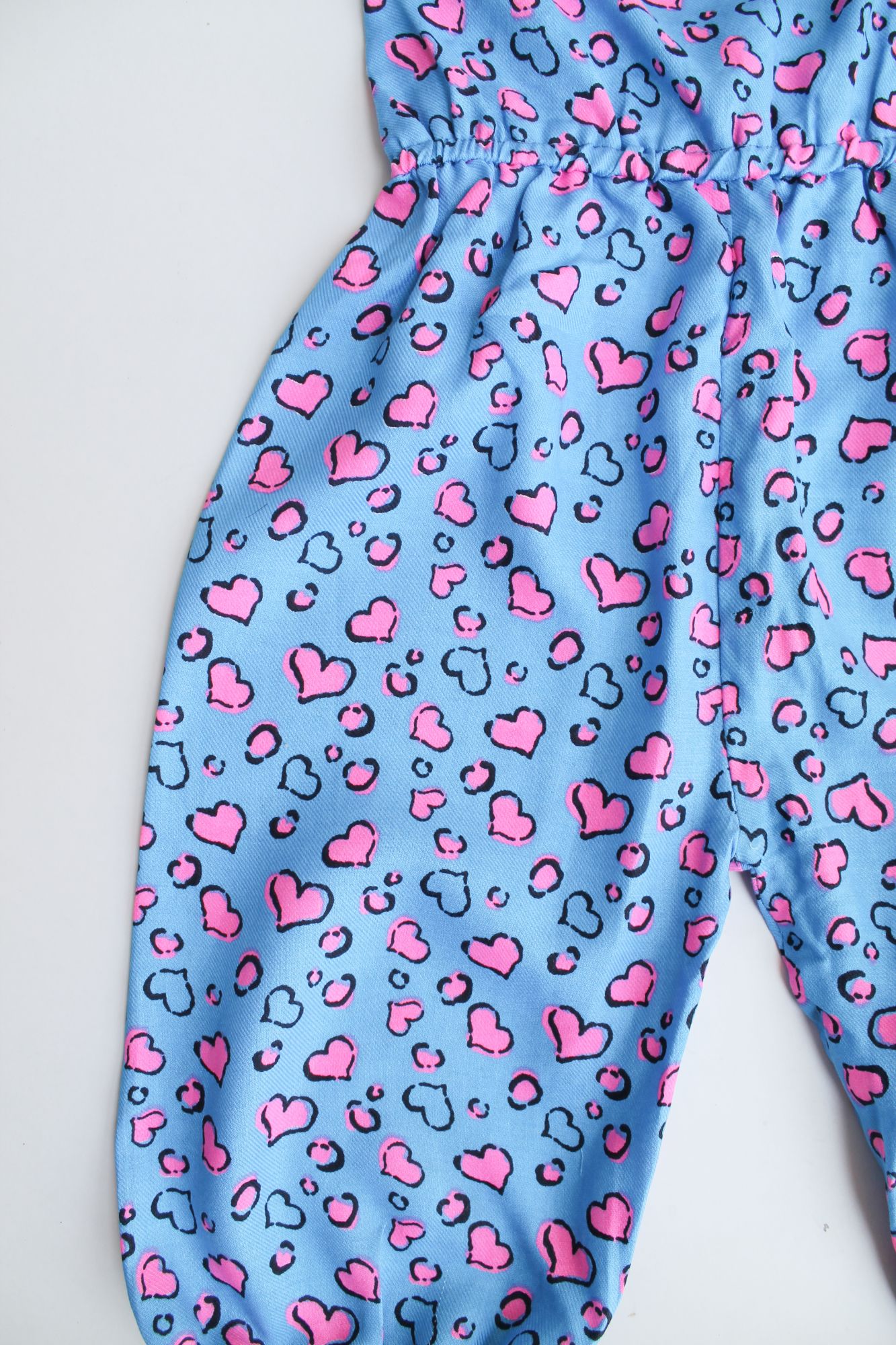 Woonie Sleeveless Heart Print Jumpsuit - Blue