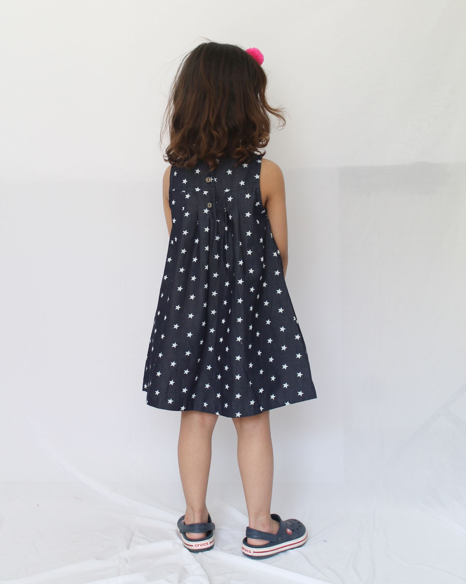 Woonie Sleeveless Star Printed Dress-Blue